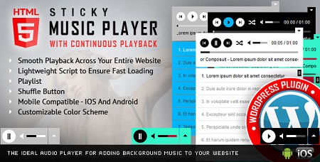 افزونه اجرا موسیقی آنلاین Sticky HTML5 Music Player وردپرس